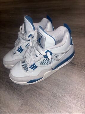 Jordan White and Blue Retro Basketball Sneakers